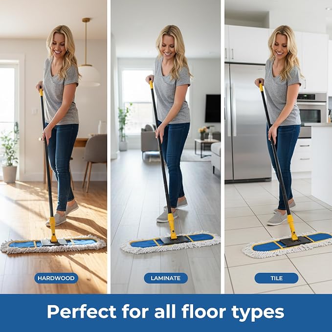 24" Dust Mop for Floor Cleaning, Large Areas Dry & Wet Mop - Image 9