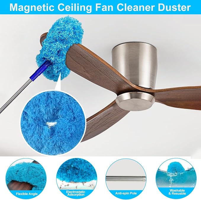 Ceiling Fan Cleaner Dusters for Cleaning 6-in-1 Kit, Cobweb Duster - Image 2