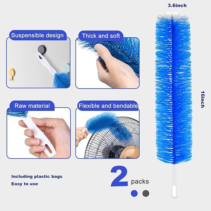 Fan Cleaner Brush，Fan Brush Cobweb Duster Microfiber Duster Ideal - Image 2