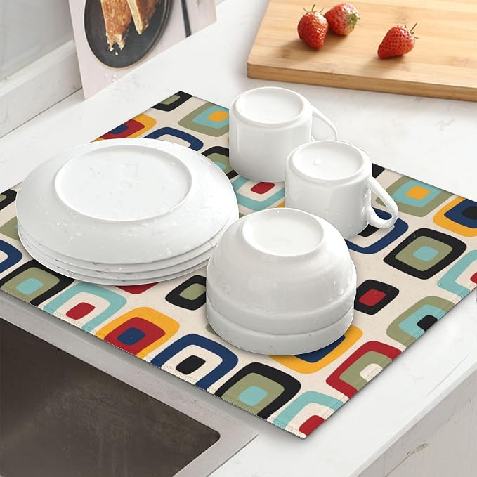 Mid Century Modern Retro Kitchen Drying Mat Microfiber Dish Drainer Mat - Image 6