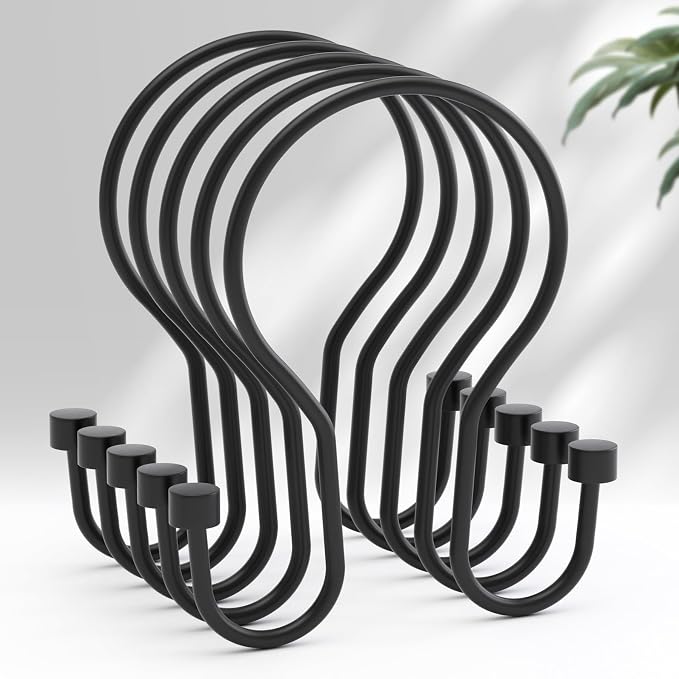 AmazerBath Shower Curtain Hooks Black Shower Curtain Rings by AmazerBath