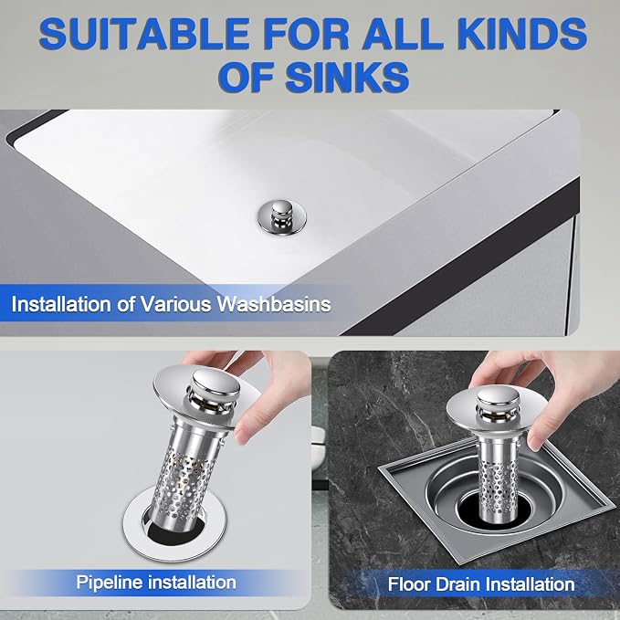 Sink Stopper Hair Catcher, Pop-up Sink Drain Strainer - Image 3
