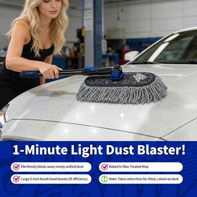 Flash Dog Car Duster Exterior Scratch Free Aluminum Alloy Extendable Handle and - Image 2