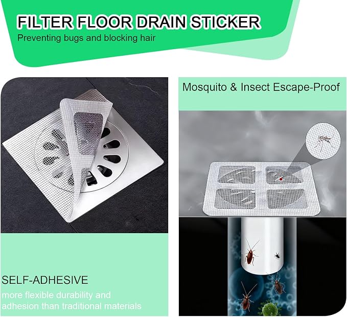 60 Pack Disposable Shower Drain Hair Catcher Mesh Stickers, Square 3.93 Inches - Image 4