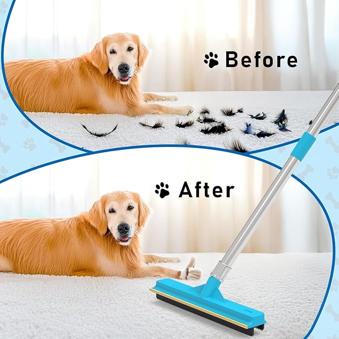 Upgraded Carpet Rake for Pet Hair Removal, 3 in 1 Rubber Broom and Carpet Brush - Image 7