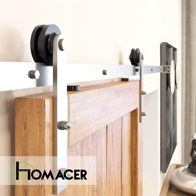 Homacer Brushed Nickel Non-Bypass Sliding Barn Door Hardware Kit, - Image 6