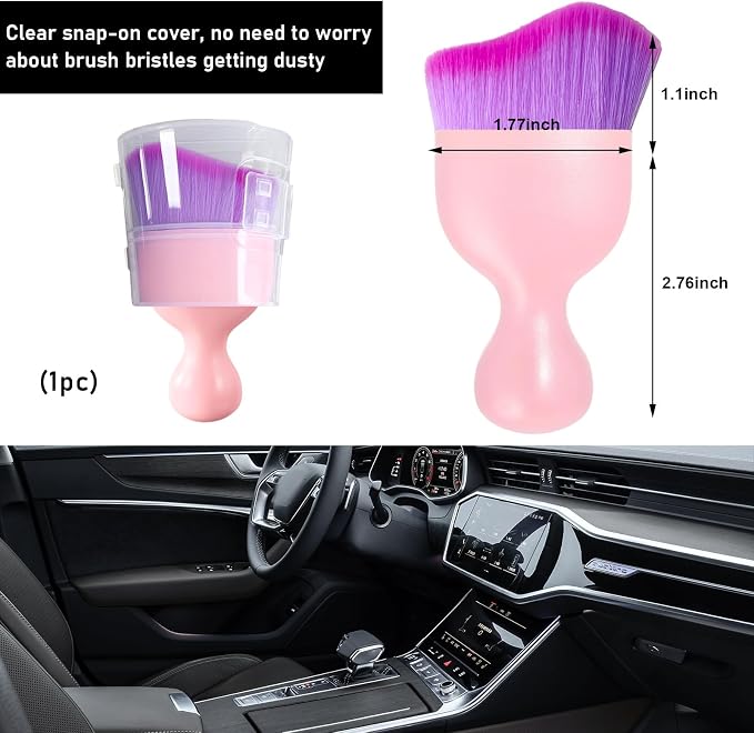 Ziciner Car Detailing Brush, Curved Soft Bristles Auto Removal Dust Collectors - Image 2