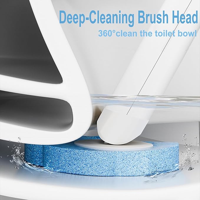 2 Pack Disposable Toilet Brush and Holder Set, Extended Handle - Image 2