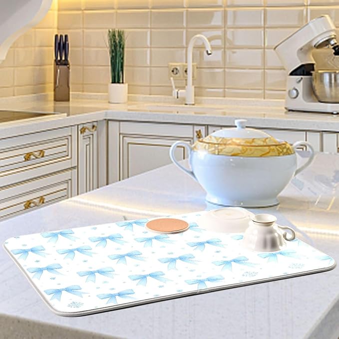 Blue Bow Ribbon Dish Drying Mat - Image 6