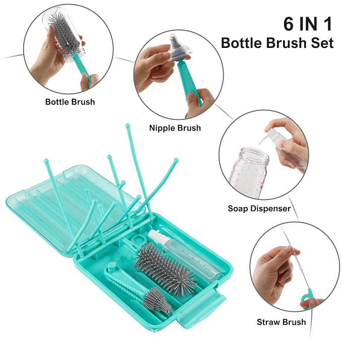 6 in 1 Bottle Brush Set, Bottle Cleaner Brush Kit - Image 3