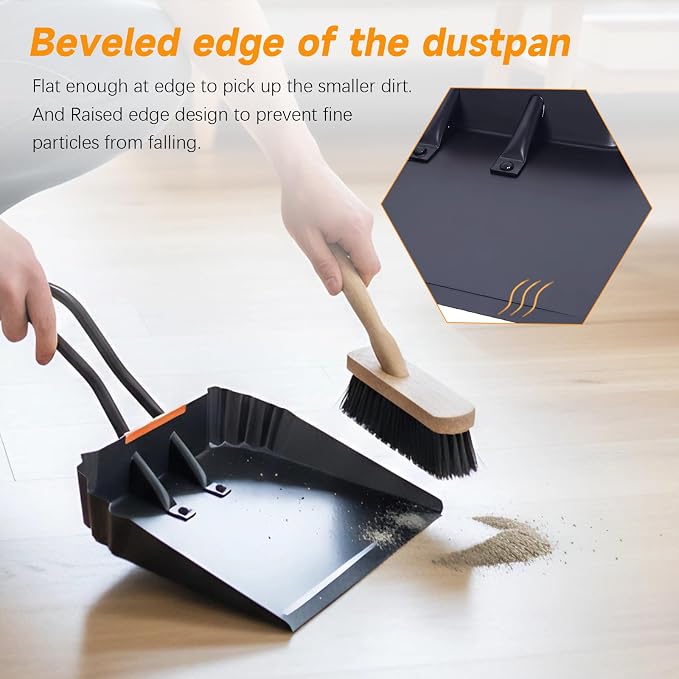 Heavy-Duty Black Metal Dustpan, Dust Pan - Image 4