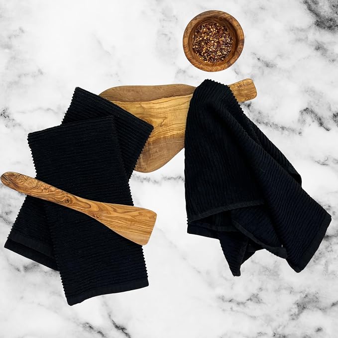 Serafina Home Oversized Solid Color Black Kitchen Dish Towels: 100% Cotton - Image 3