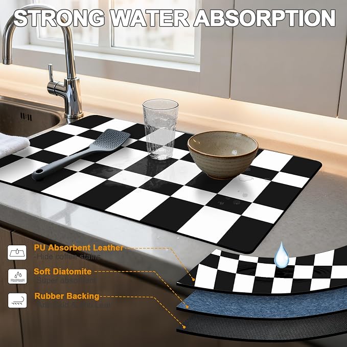 Dish Drying Mats for Kitchen Counter, Waterproof Coffee Mat for Countertop - Image 4