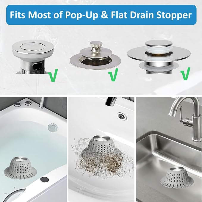 Hair Catcher Shower Drain, Bathtub Drain Hair Catcher, Covering Bathroom Sink - Image 3