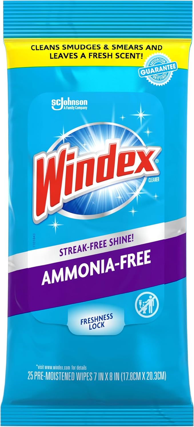 Windex Wipes Glass Cleaning Ammonia Free, Pre-Moistened Wipes by Windex