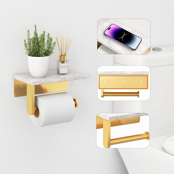 Brushed Gold Toilet Paper Holder - Image 2