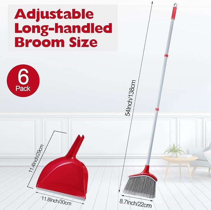 Meanplan 6 Pcs Angle Broom and Dustpan Combo Set - Image 2