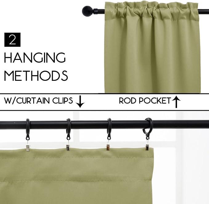 Pickluc Cafe Curtain 24 Inches Length, Rod Pocket Kitchen Curtain, Short - Image 2