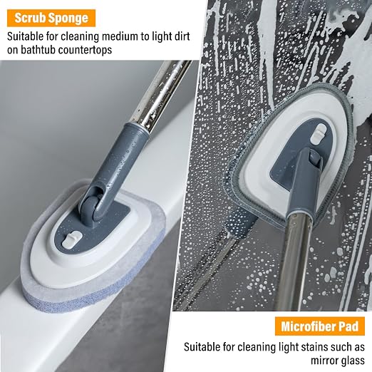 4 in 1 Tile Shower Cleaner Brush, Long Handled Scrub Brush - Image 3