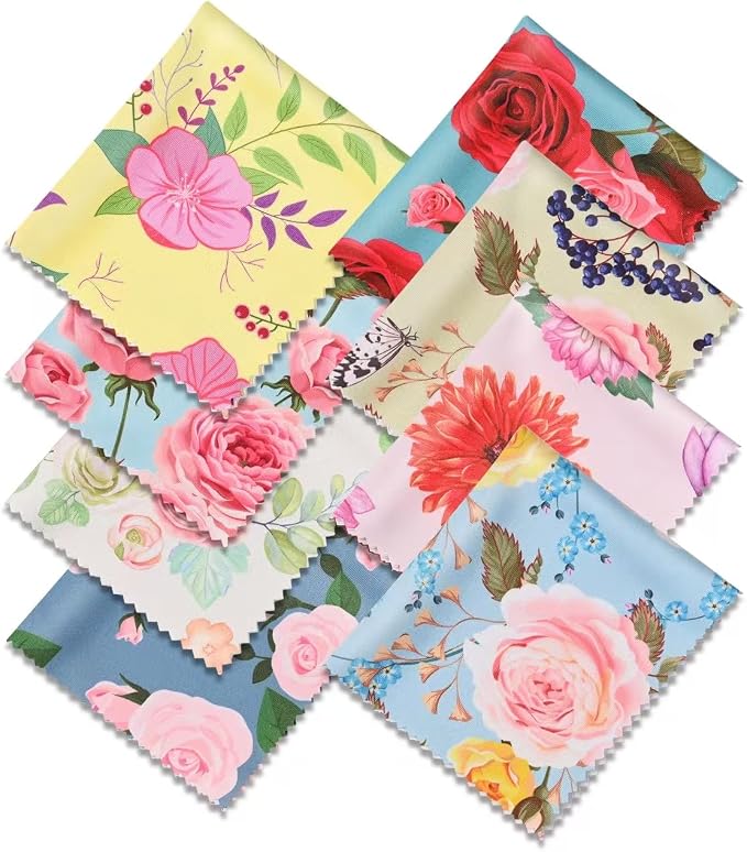 8 Pack Microfiber Cleaning Cloths Multicolor Flower Glasses Cleaning Cloth by AHPAND