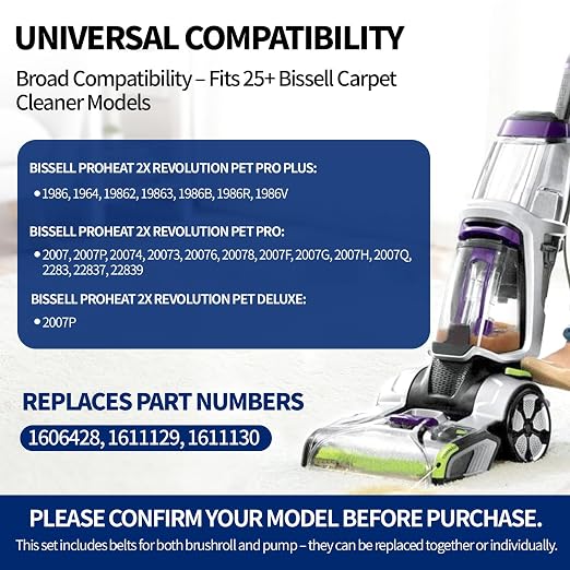 Replacement Belt Set for Bissell ProHeat 2X Revolution Pet Pro Carpet Cleaner - Image 6