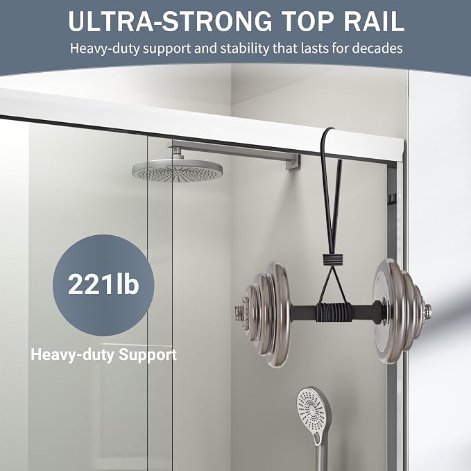 Abruzzo 56" - 60" Adjustable Width Double Sliding Shower Door - Semi-Frameless - Image 6