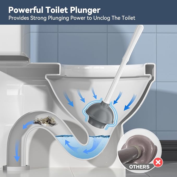 Unique Toilet Plunger and Brush, Silicone Brush and Heavy Duty Toilet Plunger - Image 4