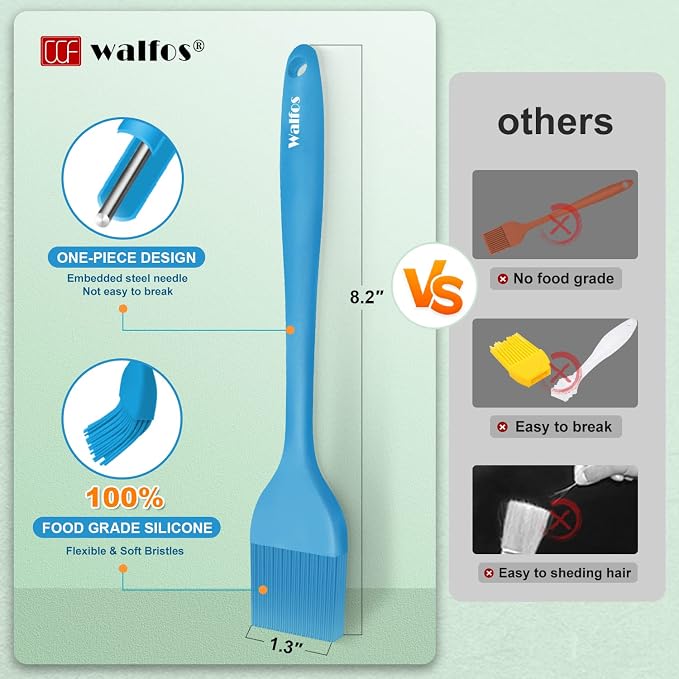 Walfos Silicone Pastry Brush, Heat Resistant Basting Brush Set, BBQ Grill - Image 7