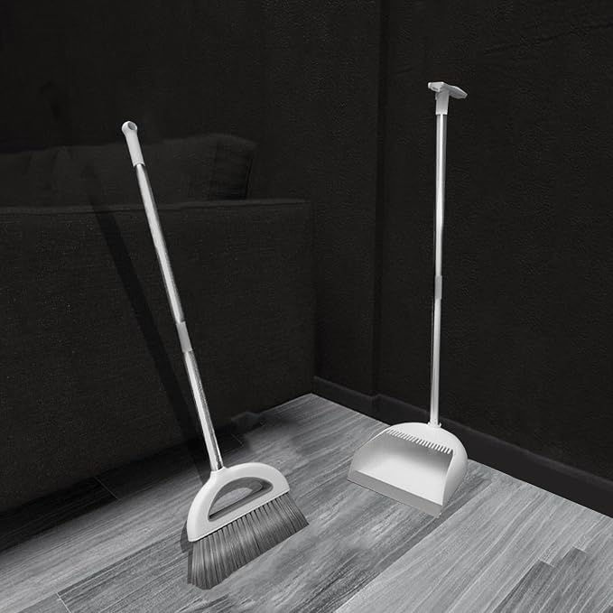 Brooms and Dustpan Set with 35" Long Handle, 182° Rotatable Standing Storage - Image 4