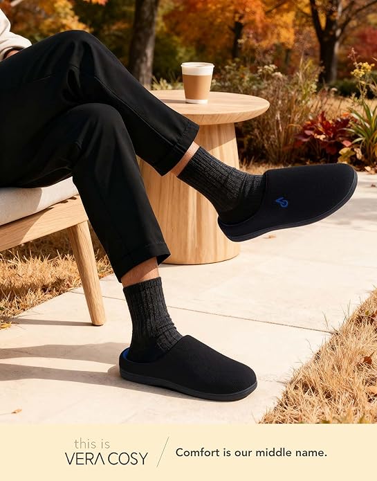 VeraCosy Men's Two-Tone Memory Foam House Slippers Indoor Outdoor Durable - Image 2