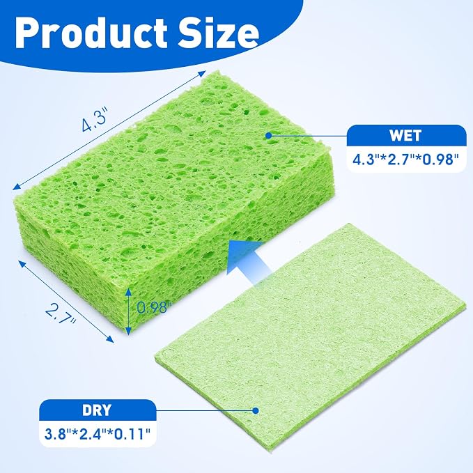24 Pack Compressed Cellulose Sponge, Non Scratch Kitchen Sponges - Image 2