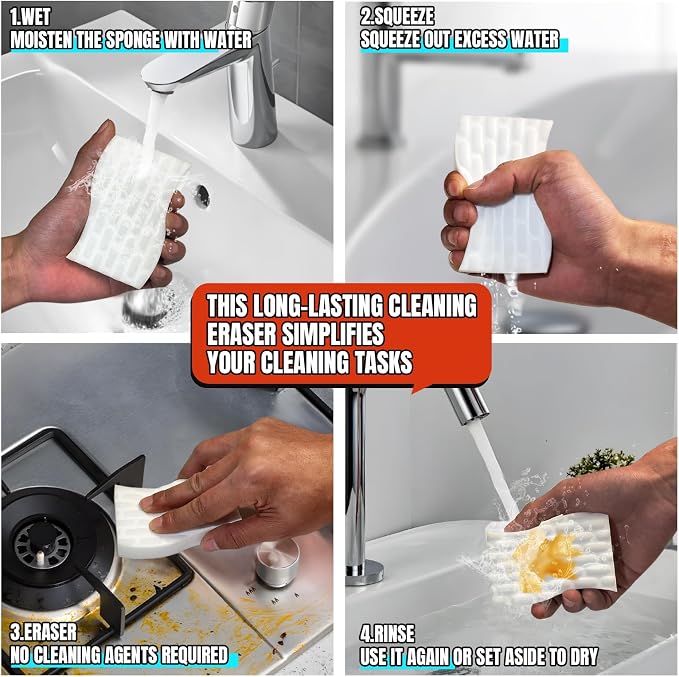 Magic Sponge Eraser, S-Shaped Melamine Sponges, Extra Long Lasting Cleaning Pads - Image 5