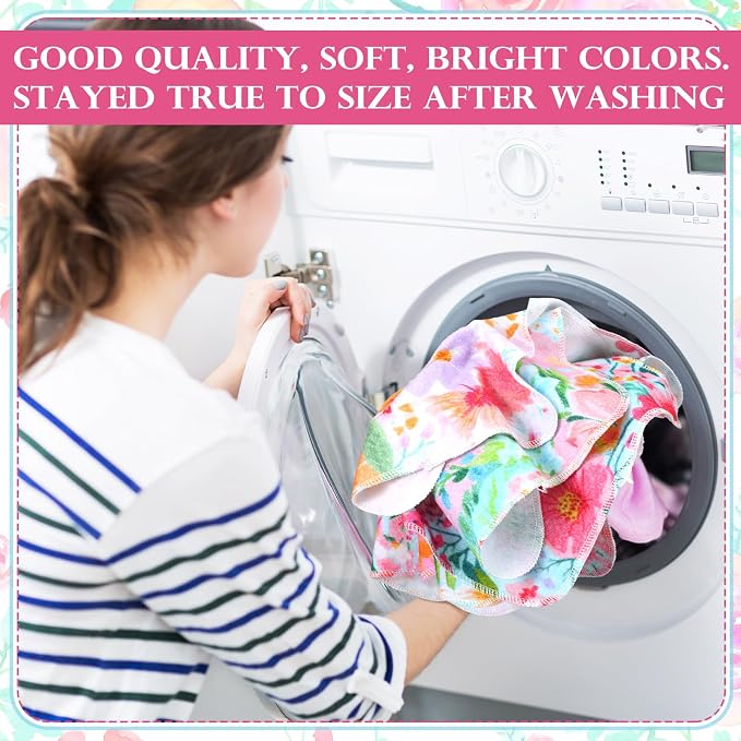 36 Pack Bright Flowers Reusable Cleaning Cloths Washable Cotton Kitchen Towels - Image 5
