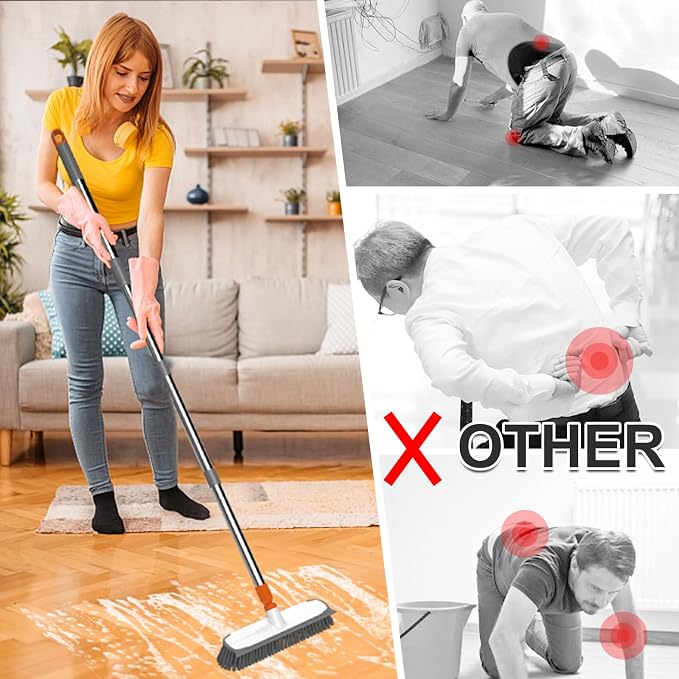 Floor Scrub Brush with Long Handle, Stiff Bristles Deck Brush, BITOPE - Image 4