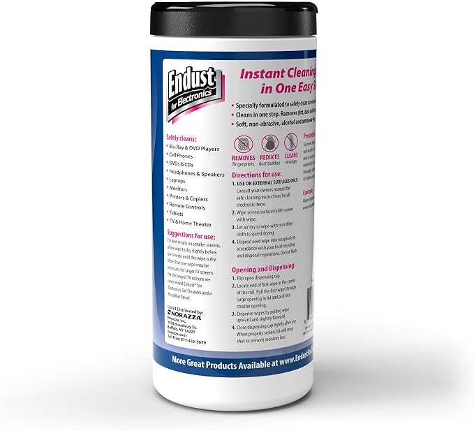 Endust for Electronics; Screen & Surface Cleaning Wipes, Great LCD and Plasma - Image 2