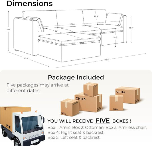 CHITA Oversized Modular Sectional Sofa, FSC Certified Large L Shaped Couch - Image 2