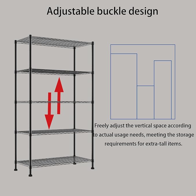 REGILLER 5-Wire Shelving Metal Storage Rack Adjustable Shelves, 17.7" D×35.4" - Image 6