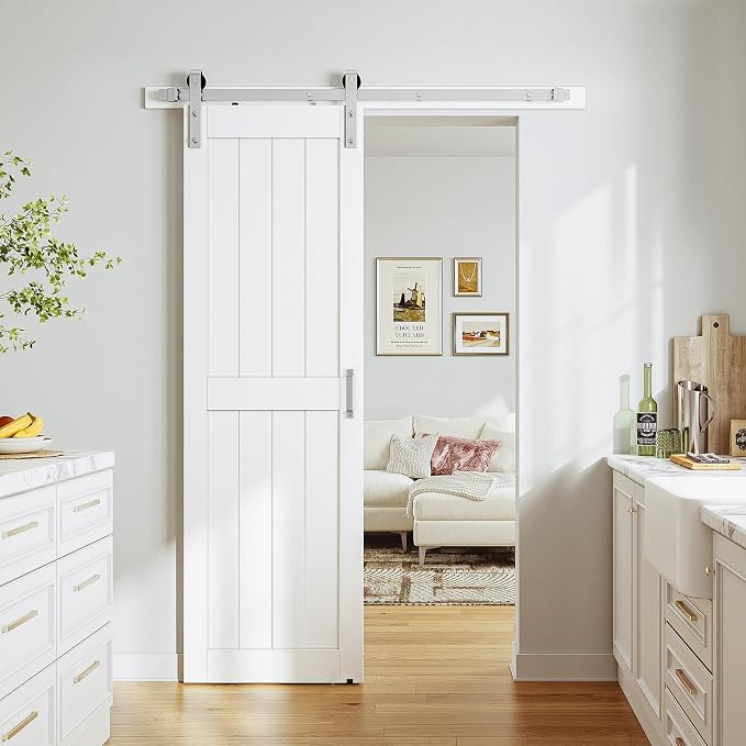 SmartStandard 24 x 84 inch White Sliding MDF Barn Door - Image 2
