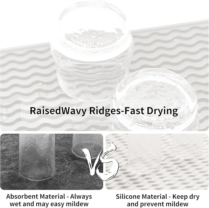 ZLR Silicone Dish Drying Mat for Kitchen Counter, Eco-Friendly Fast Dry Dish Mat - Image 2