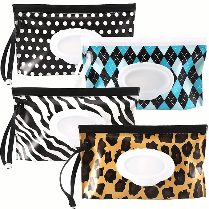 FEBSNOW 4 Pack Baby Wipe Dispenser, Portable Refillable Wipe Holder, Baby Wipes by HOMECRAFTBEAUTYBABY