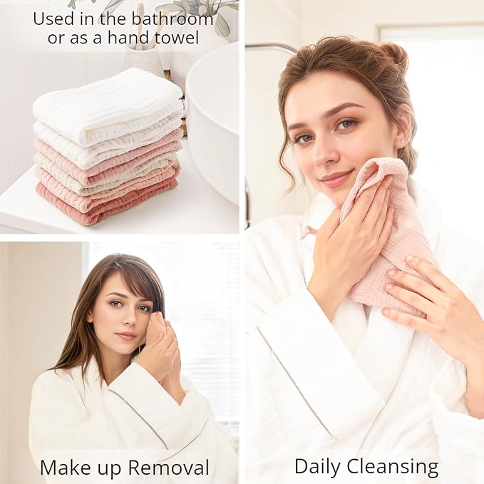 Konssy 6 Pack Face Cloths, Soft Wash Cloth - Image 3