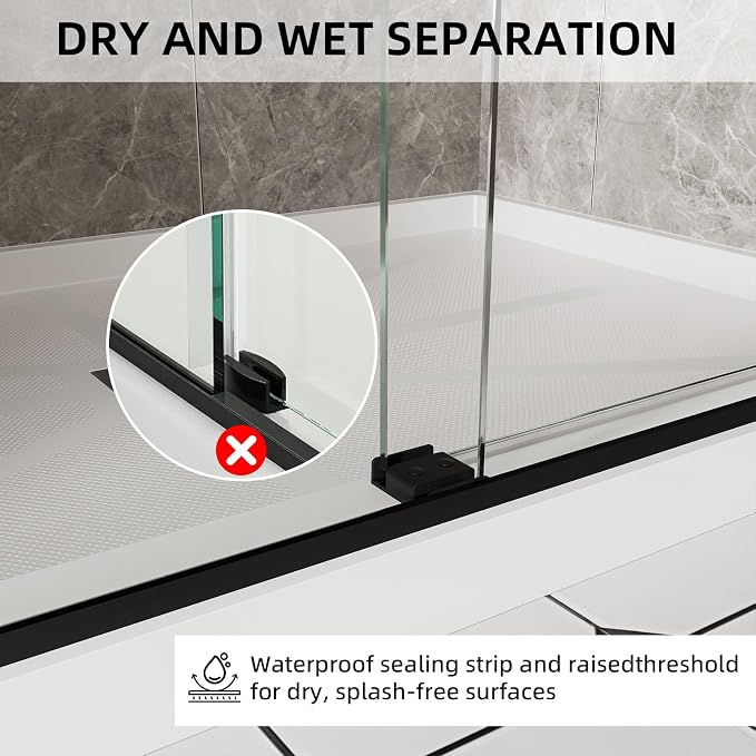56-60" W x 74" H Frameless Shower Door, Double Sliding Shower Door - Image 9