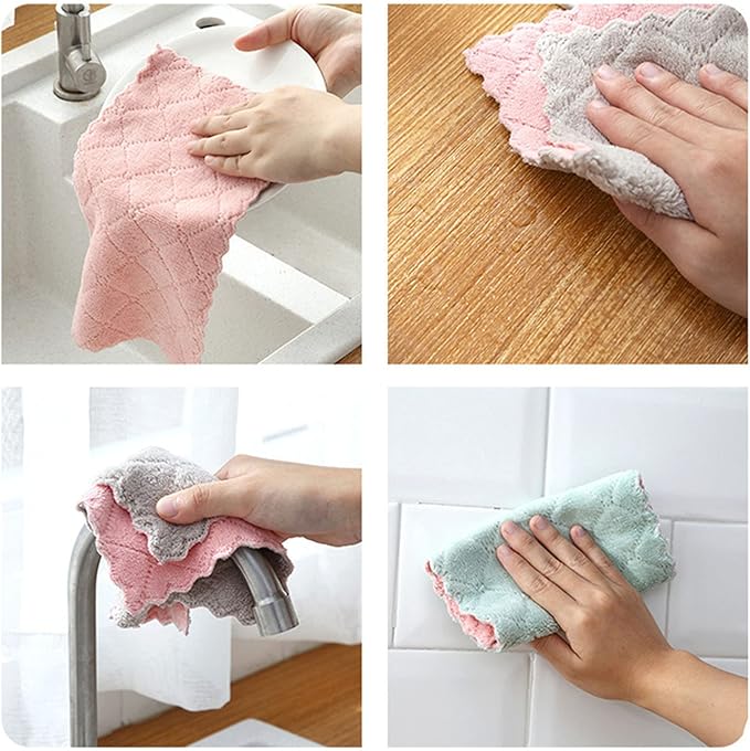 20 Pack Kitchen Cloth, Microfiber Dish Towels Washcloths, Super Absorbent Coral - Image 4