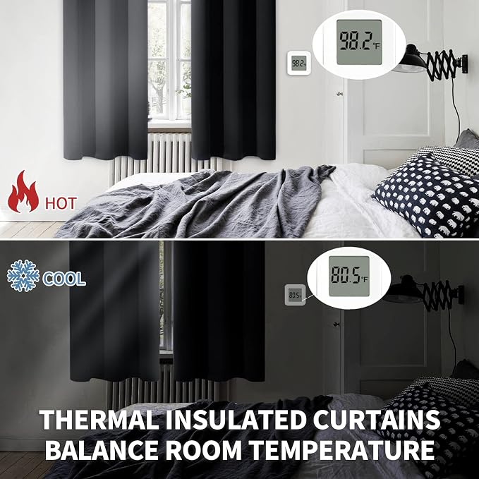 BGment Black Blackout Curtains 40 Inches Long - Image 5