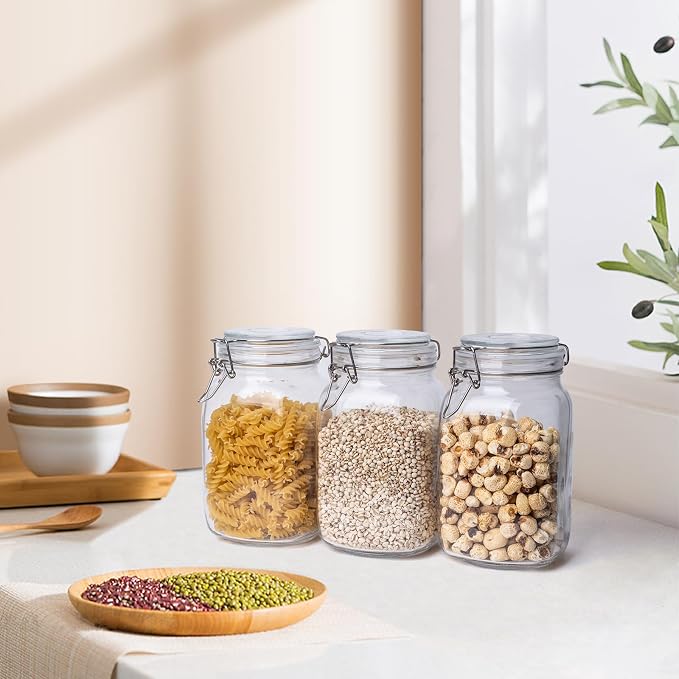 Glass Jars with Airtight Lid, Large Glass Food Storage Jars, 3 Pack Wide Mouth - Image 7