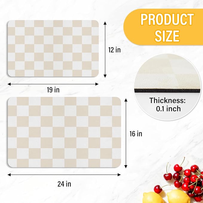 Checkered Dish Drying Mat for Kitchen Counter Coffee Mat Bar Accessories - Image 2