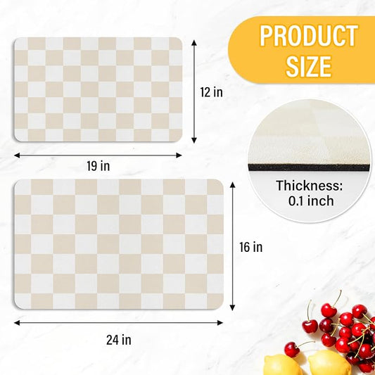 Checkered Dish Drying Mat for Kitchen Counter Coffee Mat Bar Accessories - Image 2