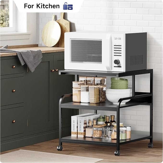 Printer Stand, Heavy Duty Sturdy 3-Tier Rolling Cart - Image 2