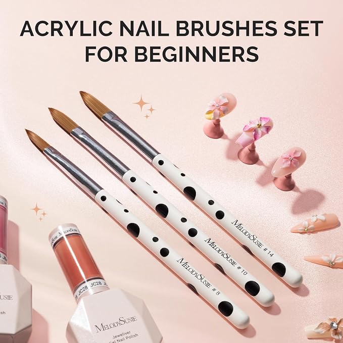 MelodySusie 3Pcs Acrylic Brush Set, Size 8/10/14 Professional Pen - Image 8