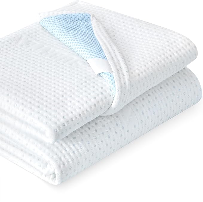 Subrtex Mattress Topper Cover (Only Cover) Mattress Protector Bedding Rayon Made from Bamboo Removable Mattress Encasement Mattress Cover with Zipper (2 Inch, White, Full)